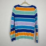 Lands' End  Women's M TALL Purple‎ Orange Striped Button Up Cotton Cardigan Photo 4