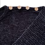 Poof Apparel Sweater Cropped Charcoal Gray Chenille Drop Shoulder Top Large NEW Photo 8