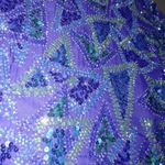 Vintage Styleworks Sequined Silk & Polyester Top Short Sleeve Blue & Green Women Size L Photo 5