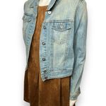 Chetta B | Vintage Light Wash Distressed Denim Jacket w/ Silver Buttons Medium Photo 13