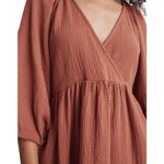 Madewell Marianna Puff-Sleeve Mini Dress Ground Clove Burnt Orange color raglan Photo 3