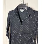 Old Navy Blouse Top Women's XS Dark Navy Blue White Polka Dot Poplin Crisp NEW Photo 2