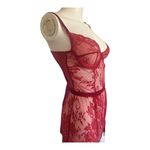 Women’s medium red lace slip teddy lingerie babydoll chemise with garter straps Photo 3