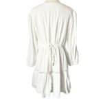 Free People  Hudson White Lace Crochet V-Neck Tiered Mini Dress Size Small Photo 3