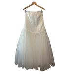 BHLDN Ivory Strapless Bridal Midi Dress Corset Tulle Skirt NWT L Photo 3