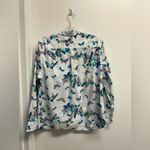 Talbots White Shirt with Blue and Green Butterfly Print Photo 1