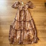 Anthropologie NWT  Short Sleeve Tiered Midi Dress Pink White Size S Photo 1