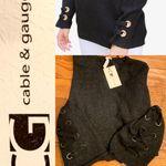 Cable & Gauge NWT black /gray sweater with ribbon FLARED LACE UP sleeves Size L Photo 11