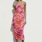 ZARA dress tulle bodycon mesh corsety midi pink party shower wedding Photo 6