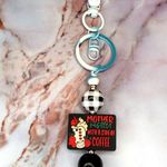 Mother Hustler With a Side of Coffee Red Flowers Keychain Photo 2