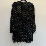 ZARA Long Sleeve Babydoll Mini Dress Black and White Polka Dot Chiffon Small Photo 7