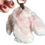 Pink faux fur‎ rabbit bunny plush bag charm Photo 1