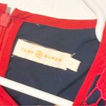 Tory Burch  Nicola Guipure Lace Dress Red Lined Size 2 Short Sleeve Photo 3