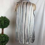 Ecru  100% Silk Striped Sleeveless Tie Neck Blouse Top NEW L Photo 2