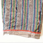 Vintage Silk Scarf Brown Colorful Stripes Rolled Edges Square Fall Vibe Headwrap Photo 5