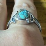 Natural Blue Moon Turquoise Sterling Silver Ring Size 10 Photo 1