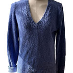J.Crew Sweater Small Blue 100% Cotton V Neck Textured Knit Long Sleeve Casual Photo 0