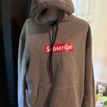 Handmade  Women’s Gray Hoodie with Red Print Photo 0