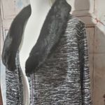 French Laundry New black brown marbled faux fur trim cardigan 1x Photo 1