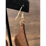 Handmade Long Wooden Dangle Earrings Gold Photo 3