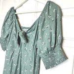 Mimi Chica Green Floral Print Tie Front Smocked Short Sleeve Mini Dress Medium Photo 2