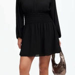 Madewell Bubble-Sleeve Smocked Mini Dress in True Black Size XS Photo 0