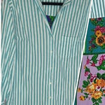 Tolani  COLLECTION MIXED MEDIA STRIPED BUTTON FRONT BOLD FLORAL FLOWY BACK TUNIC Photo 0