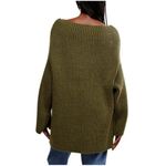 Free People  Boat Neck Tunic Sweater in Chive Combo Size X-Large Photo 9