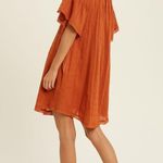 Wishlist Kayla Dress Size Medium Brick Rust Orange 100% Cotton Natural Fibers Photo 1