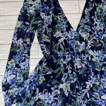 Embrace  Blue Floral Womens Stretch Cute Romper Dress Photo 2