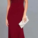 Lulus  Crazy About You Burgundy Lace Backless‎ Maxi Dress Gown Formal Size Small Photo 0