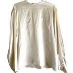 Max Mara  100% Silk Blouse Top Long Sleeve Keyhole Back Relaxed Cream 10 Photo 0