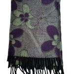Floral, purple and green fringe scarf made in Argentina Photo 0