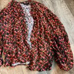 Something Navy  Blouse Button Up Shirt Long Sleeve Red Pink Floral Size Small Photo 2