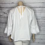 Grand & Greene Size 2X White Boho Floral Crochet Lace Keyhole Peasant Shirt Top Photo 4