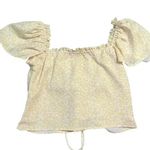 Nordstrom Backyard Roses  Yellow Milkmaid Lace Up Crop Top | Cottagecore | Size M Photo 2