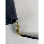 Vintage EROS Womens Navy Blue Leather Shoulder Bag Made In England Photo 10