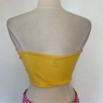 Forever 21 Solid Yellow Cropped Stripe Textured Tube Top Photo 3
