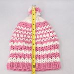 Pink Cable Knit Crochet Pom Pom Cozy Cottagecore Chunky Beanie Cap Hat Photo 5