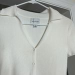 Pink Rose White short sleeve V Neck sweater Photo 3