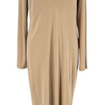 Vince Long Sleeve Polo Dress Johnny Collar Beige Pima Cotton Size Large Photo 0