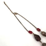 Chico's Chico’s faux stone acrylic long beaded dark reds browns necklace gold tone Photo 5
