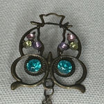 Vintage‎ Owl Necklace Brass? Blue Photo 4