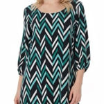 Moa Moa  medium green chevron print shift dress Photo 0