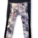 Lululemon If You're Lucky crop black and floral prints size 8 leggings Photo 2
