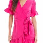 Line and Dot  Fuchsia Pink Ruffle 'Cherie' Wrap Dress Sz Small Photo 0