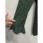 Susan Graver  Women’s Top Size Large Green Liquid Knit Spotted Office Career Work Photo 2