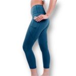 Yogalicious 𝅺 crop Leggings yoga XSmall blue teal Activewear pants NEW Photo 1