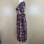 Vintage Floral Rayon Dark Plum Cottage Prairie Midi Long Sleeve Dress PS Purple Size undefined Photo 3