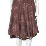 American Vintage Vintage Y2K 100% Cotton Brown Embroidered Floral Midi Skirt Boho Girlhood XS/S Photo 1